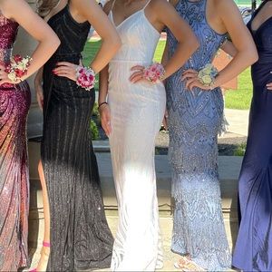 Iridescent and white prom